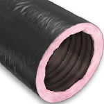 KP Insulated Flex Duct, 10"x25' Blk Vinyl R8 Bag